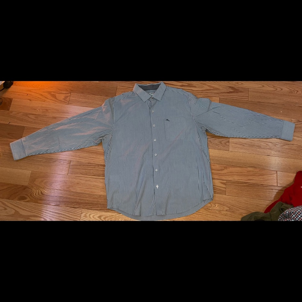 Blue and White Long sleeve Tommy Bahama button up